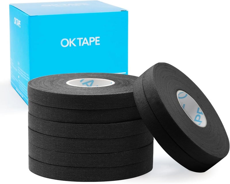 OK TAPE 8 Rolls Athletic Tape, 0.3 Inch Finger Tape for BJJ, Boxing, Climbing, Football, Pro Jiu Jitsu Sports Tape | Add Grip & Protect Fingers and Toes (0.3" x 45 Ft, Black) - Image 1